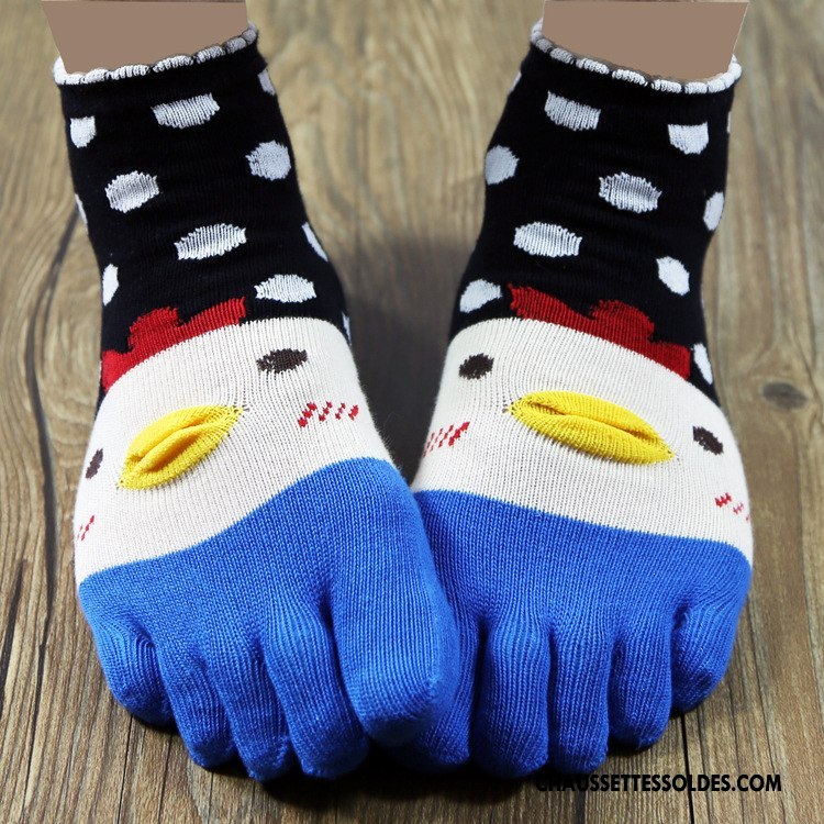 Chaussettes Mi Hautes Femme L'automne Tendance Cinq Doigts Charmant Court Hiver Bleu