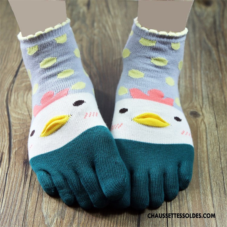 Chaussettes Mi Hautes Femme L'automne Tendance Cinq Doigts Charmant Court Hiver Bleu