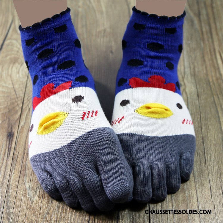 Chaussettes Mi Hautes Femme L'automne Tendance Cinq Doigts Charmant Court Hiver Bleu