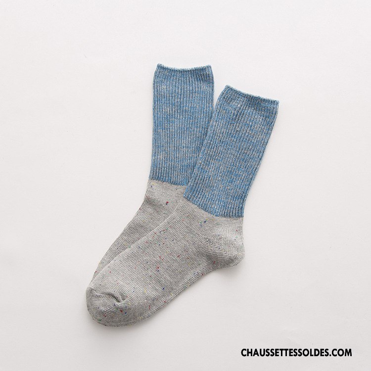 Chaussettes Mi Hautes Femme L'automne Yarn Bambou Thermiques Rétro Renforcé Vert