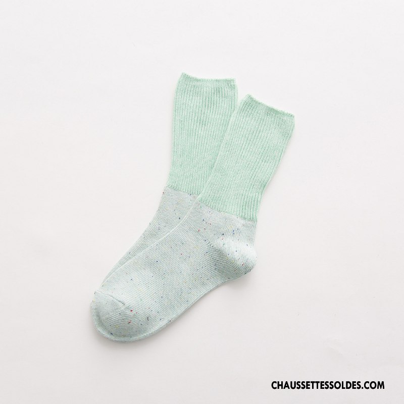 Chaussettes Mi Hautes Femme L'automne Yarn Bambou Thermiques Rétro Renforcé Vert
