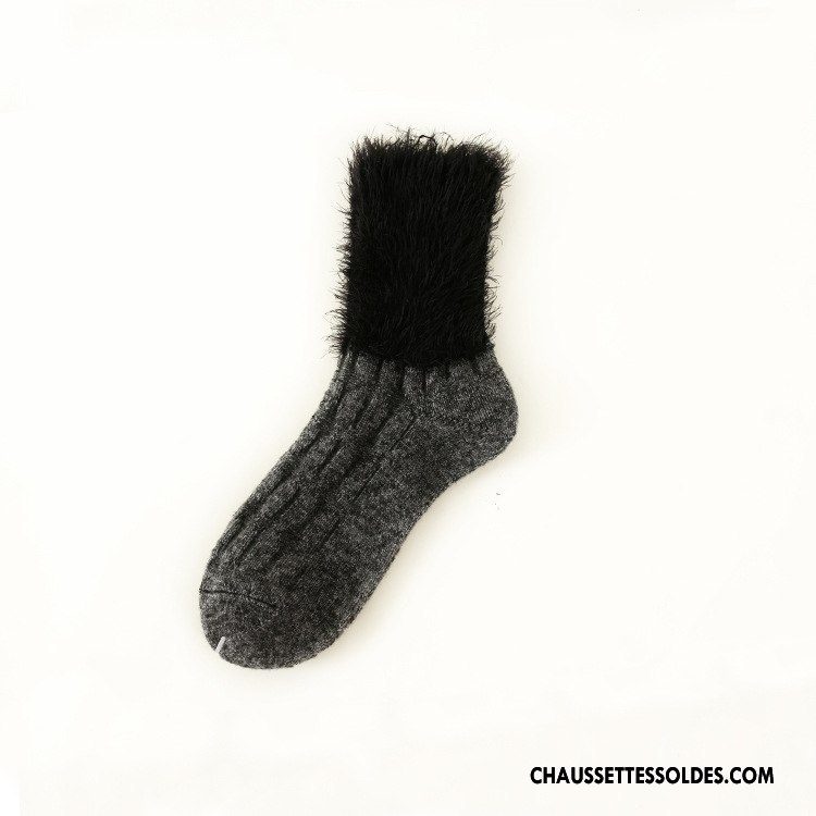 Chaussettes Mi Hautes Femme La Laine Plume L'automne Mélangé Chaussette Courte Hiver Bordeaux