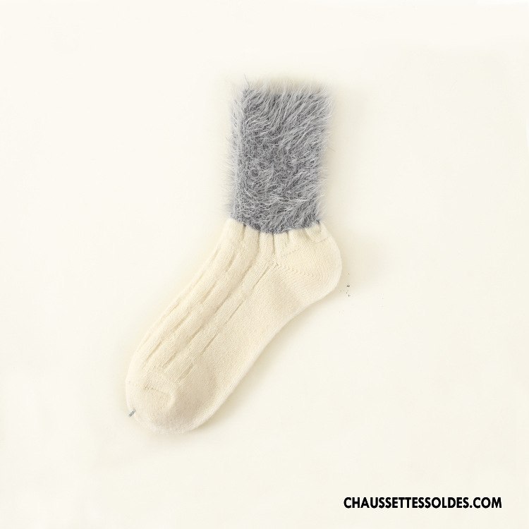 Chaussettes Mi Hautes Femme La Laine Plume L'automne Mélangé Chaussette Courte Hiver Bordeaux