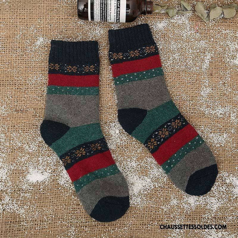 Chaussettes Mi Hautes Femme La Laine Rayé L'automne Dame Thermiques Lapin Coloré
