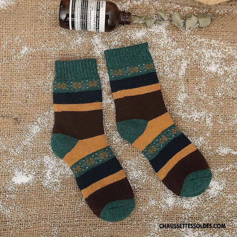 Chaussettes Mi Hautes Femme La Laine Rayé L'automne Dame Thermiques Lapin Coloré