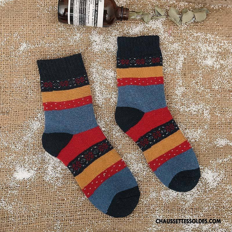 Chaussettes Mi Hautes Femme La Laine Rayé L'automne Dame Thermiques Lapin Coloré