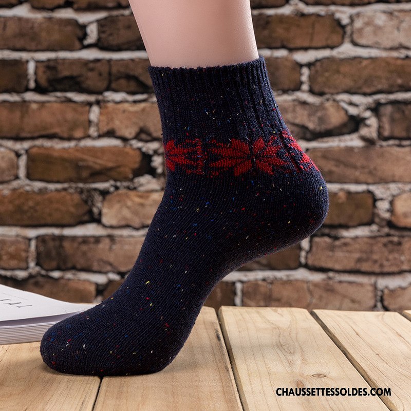 Chaussettes Mi Hautes Femme La Laine Yarn Anti-odeur Thermiques Le Nouveau Casual Rouge