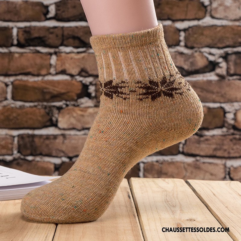 Chaussettes Mi Hautes Femme La Laine Yarn Anti-odeur Thermiques Le Nouveau Casual Rouge