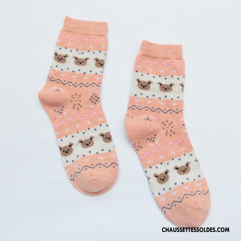 Chaussettes Mi Hautes Femme Lapin Thermiques Ours Milieu Renforcé Modèle Blanc