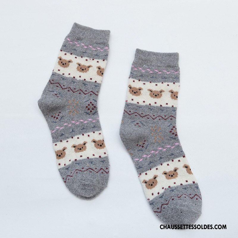 Chaussettes Mi Hautes Femme Lapin Thermiques Ours Milieu Renforcé Modèle Blanc