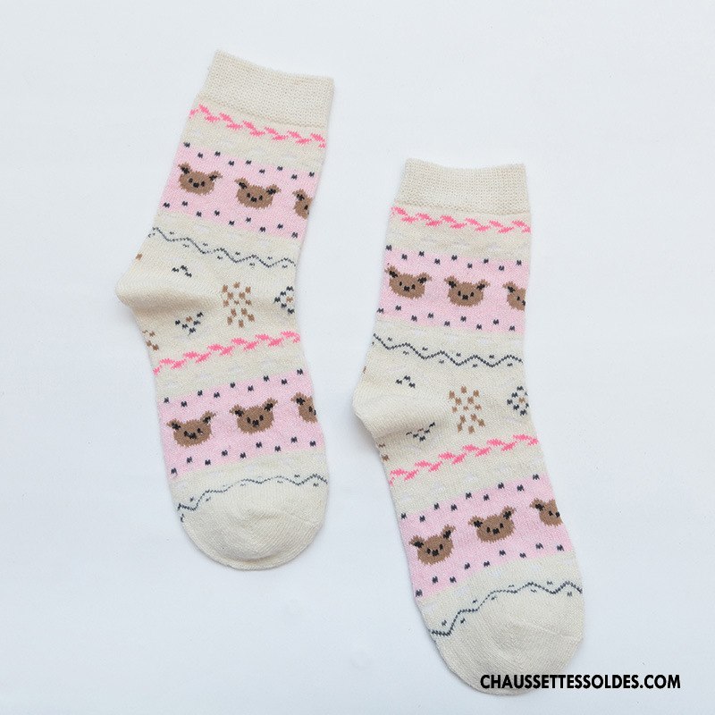 Chaussettes Mi Hautes Femme Lapin Thermiques Ours Milieu Renforcé Modèle Blanc