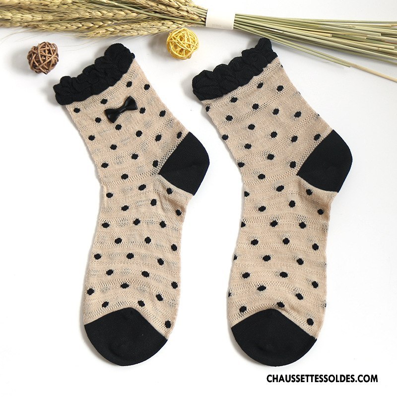 Chaussettes Mi Hautes Femme Le Nouveau Chaussette Courte Chaussettes En Coton Points Casual Coton Bio Rose