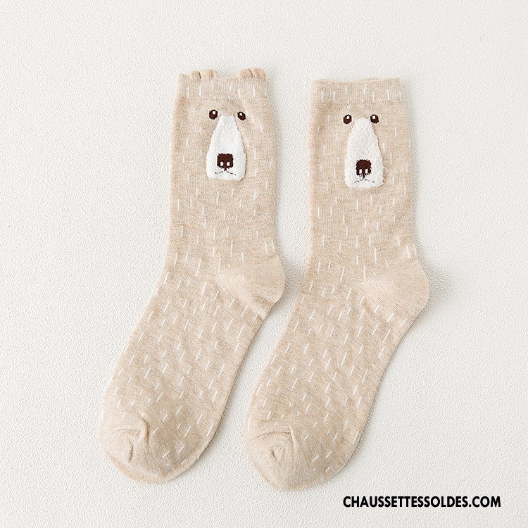 Chaussettes Mi Hautes Femme Le Nouveau Chaussettes En Coton Dimensionnel Hiver Charmant L'automne