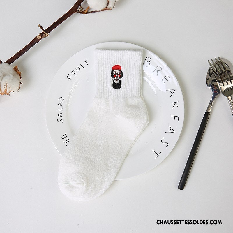 Chaussettes Mi Hautes Femme Le Nouveau Dame Brodé Amour Élève Chaussette Courte Rose Vert