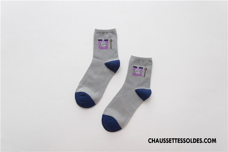 Chaussettes Mi Hautes Femme Le Nouveau Frais Plaine Chaussettes En Coton 100% Coton Milieu Bleu