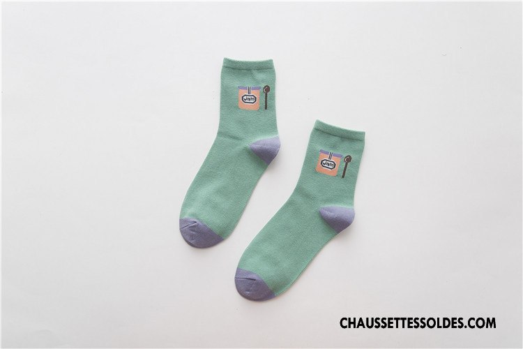 Chaussettes Mi Hautes Femme Le Nouveau Frais Plaine Chaussettes En Coton 100% Coton Milieu Bleu