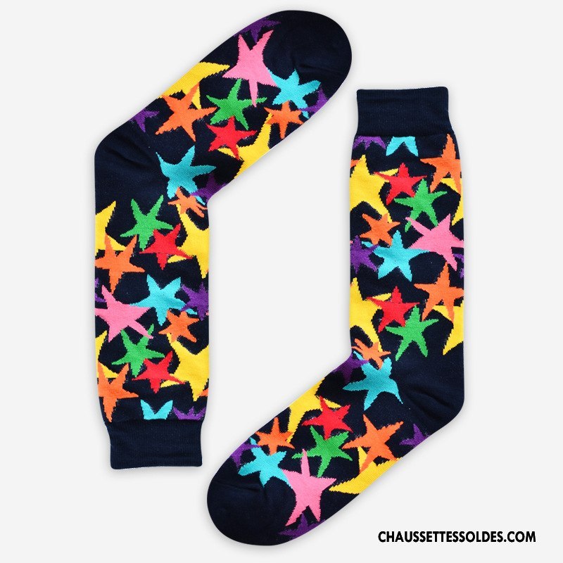 Chaussettes Mi Hautes Femme Le Nouveau Hiver Long Stock Homme L'automne Milieu Couleur De Contraste Gris