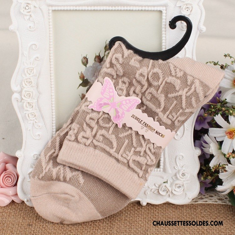 Chaussettes Mi Hautes Femme Le Nouveau L'automne Milieu Style National Hiver Chaussettes En Coton Marron