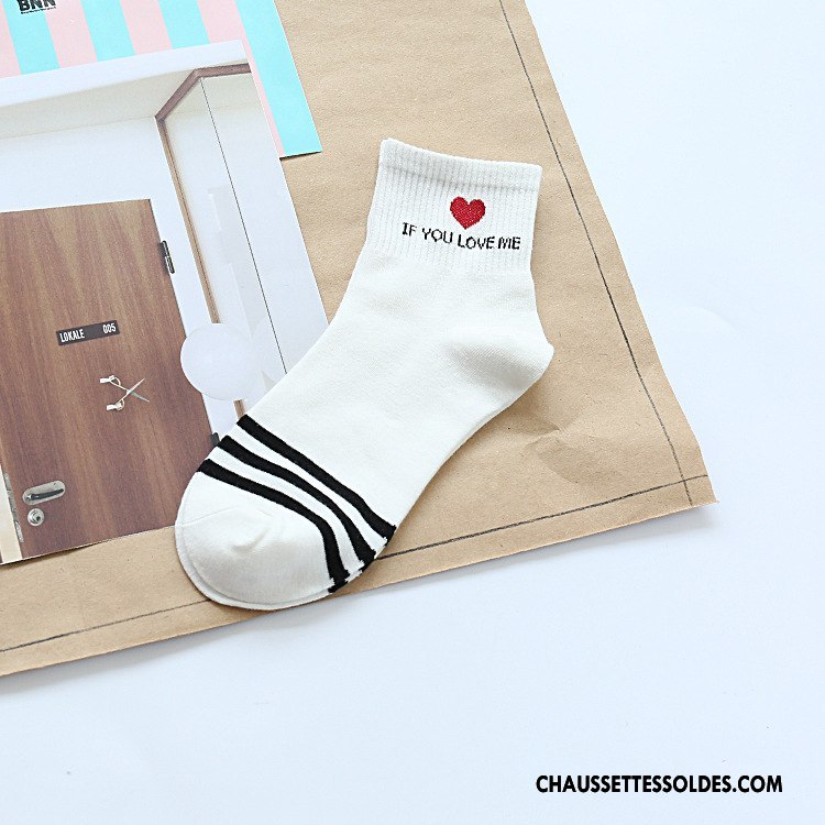 Chaussettes Mi Hautes Femme Le Nouveau Lettre L'automne Courte Dame Amour Blanc