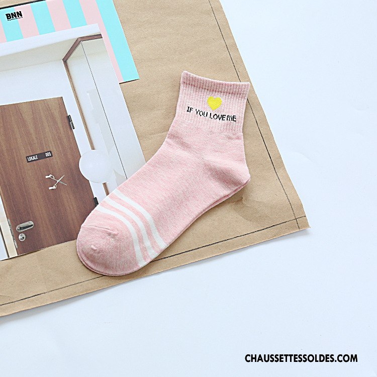 Chaussettes Mi Hautes Femme Le Nouveau Lettre L'automne Courte Dame Amour Blanc