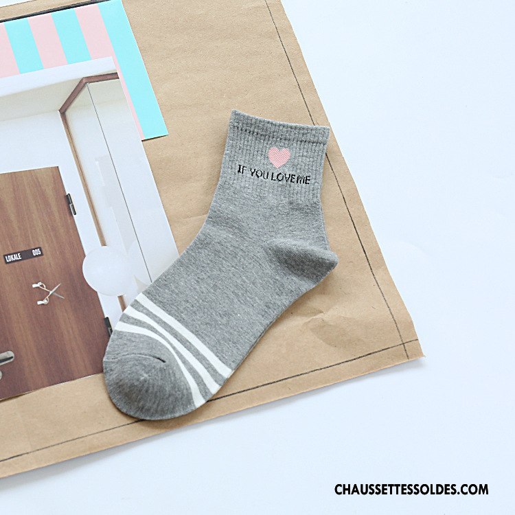 Chaussettes Mi Hautes Femme Le Nouveau Lettre L'automne Courte Dame Amour Blanc