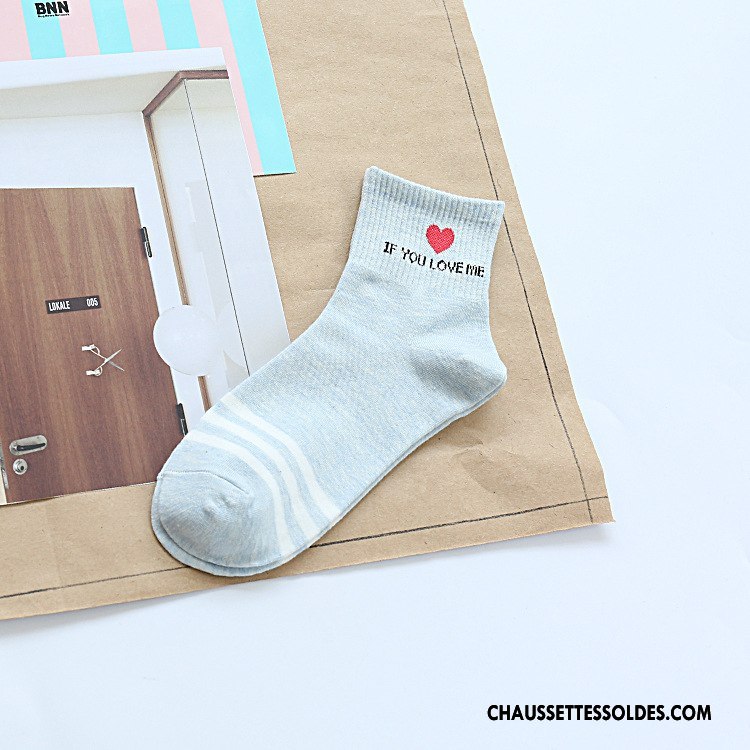 Chaussettes Mi Hautes Femme Le Nouveau Lettre L'automne Courte Dame Amour Blanc