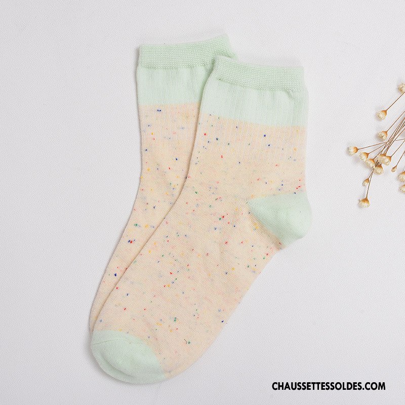Chaussettes Mi Hautes Femme Le Nouveau Milieu Plaine 100% Coton L'automne Hiver Rose