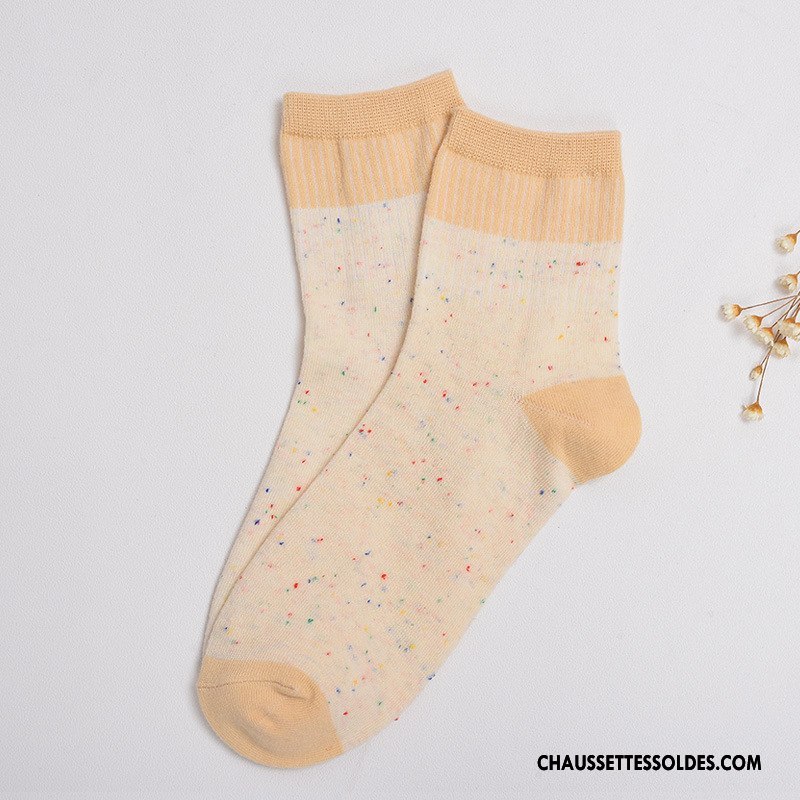 Chaussettes Mi Hautes Femme Le Nouveau Milieu Plaine 100% Coton L'automne Hiver Rose