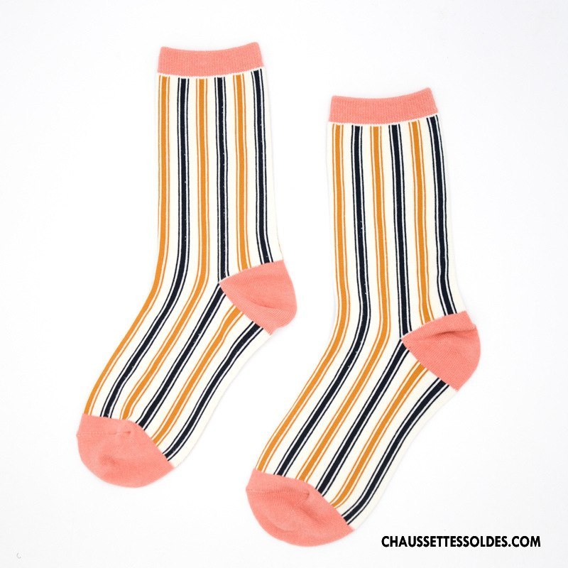 Chaussettes Mi Hautes Femme Le Nouveau Style National 100% Coton Hiver L'automne Rétro Coloré