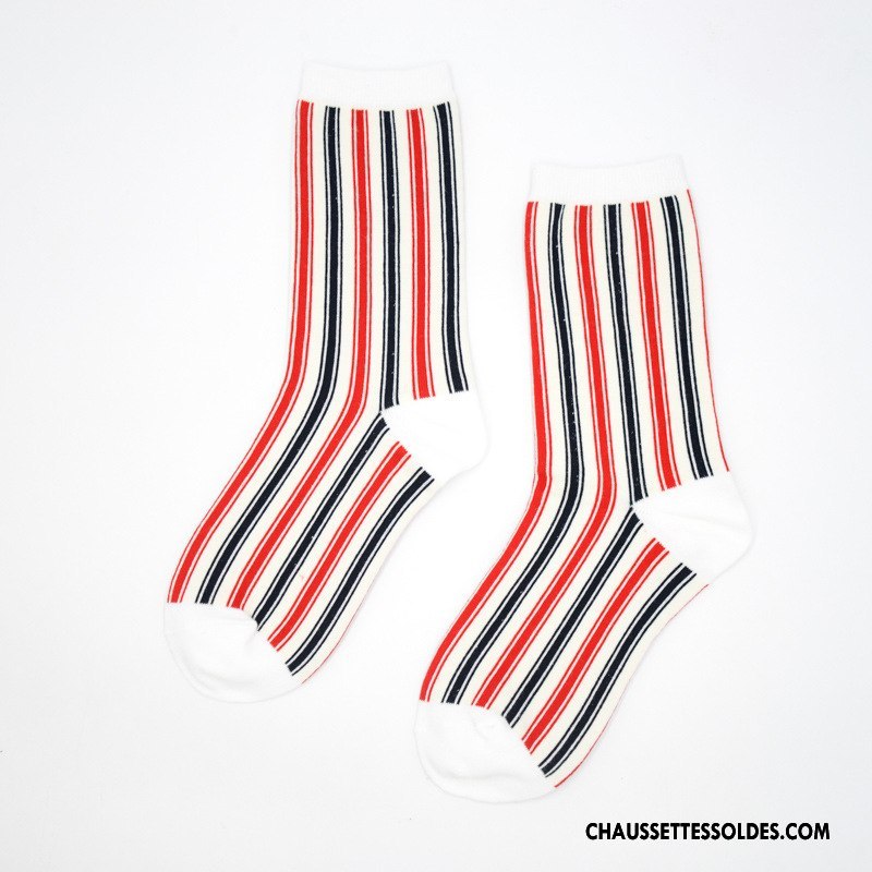 Chaussettes Mi Hautes Femme Le Nouveau Style National 100% Coton Hiver L'automne Rétro Coloré