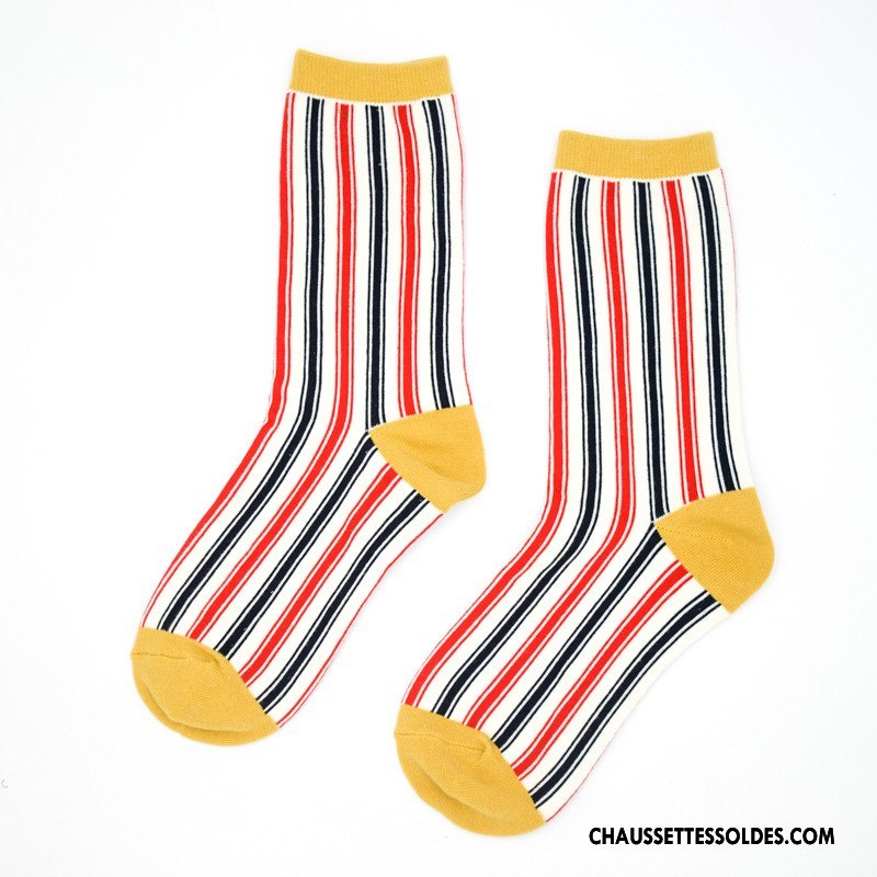 Chaussettes Mi Hautes Femme Le Nouveau Style National 100% Coton Hiver L'automne Rétro Coloré
