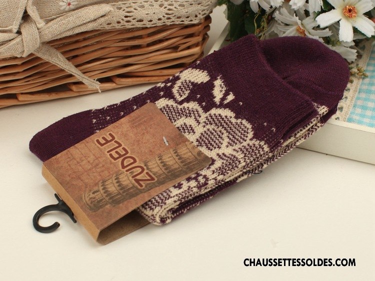 Chaussettes Mi Hautes Femme Le Nouveau Style National Chaussettes En Coton Milieu Vert Foncé