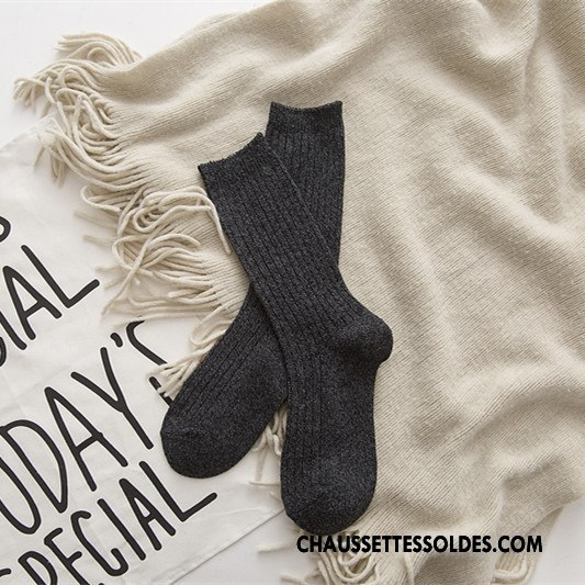 Chaussettes Mi Hautes Femme Le Nouveau Yarn Élève Milieu Homme Lovers Gris