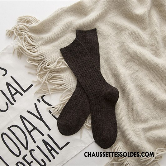 Chaussettes Mi Hautes Femme Le Nouveau Yarn Élève Milieu Homme Lovers Gris