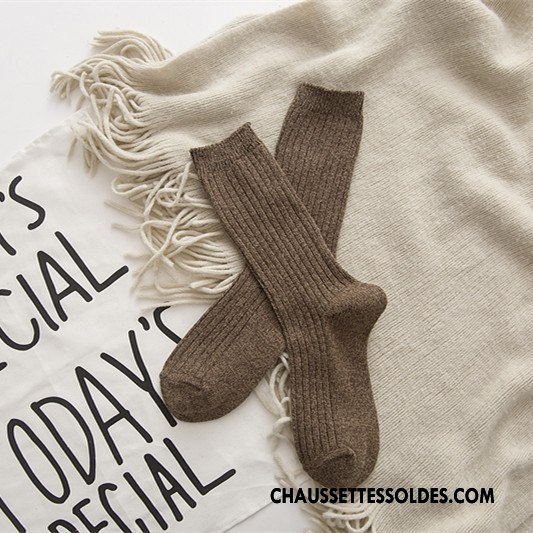 Chaussettes Mi Hautes Femme Le Nouveau Yarn Élève Milieu Homme Lovers Gris