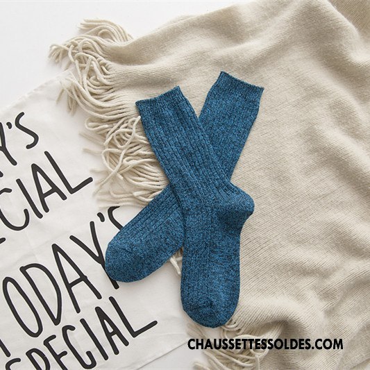 Chaussettes Mi Hautes Femme Le Nouveau Yarn Élève Milieu Homme Lovers Gris