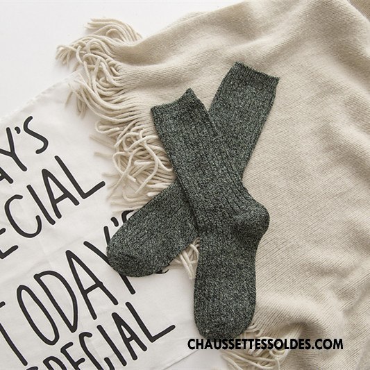 Chaussettes Mi Hautes Femme Le Nouveau Yarn Élève Milieu Homme Lovers Gris