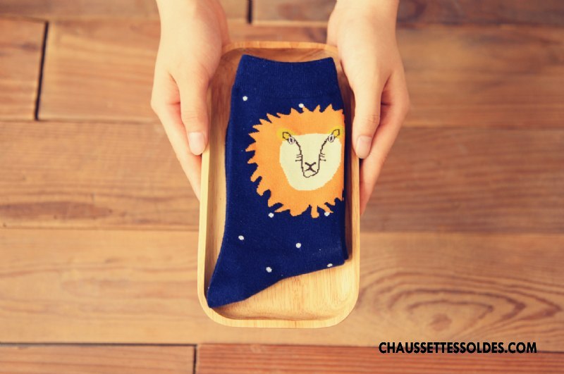 Chaussettes Mi Hautes Femme Lion Vente Chaude L'automne Nouvelles Arrivées Créatif Lovers Bleu