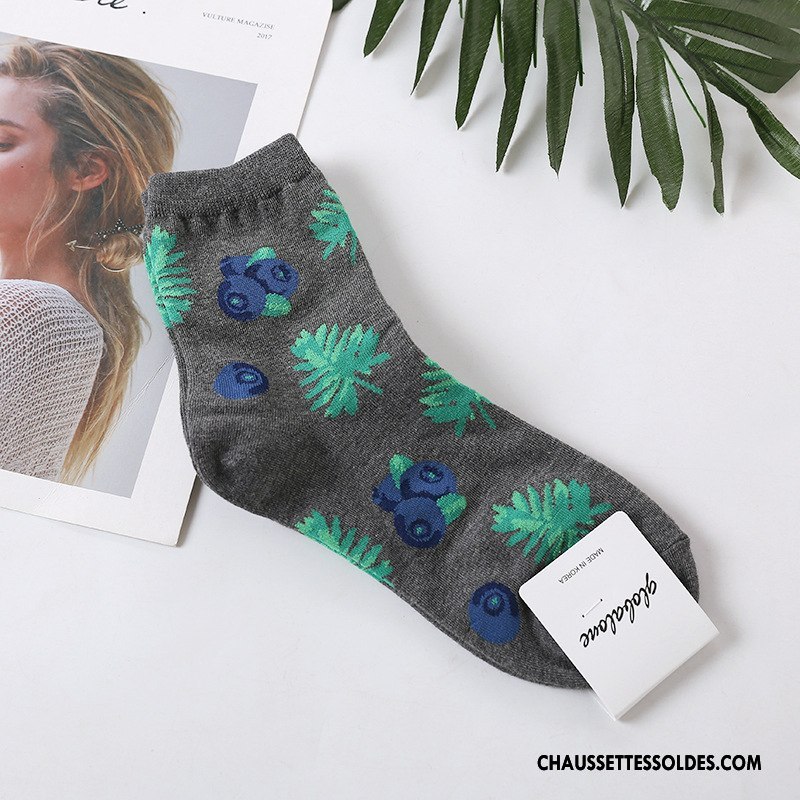 Chaussettes Mi Hautes Femme Long Stock Coton Bio Réseau Importer Frais Oiseau Bleu Rouge