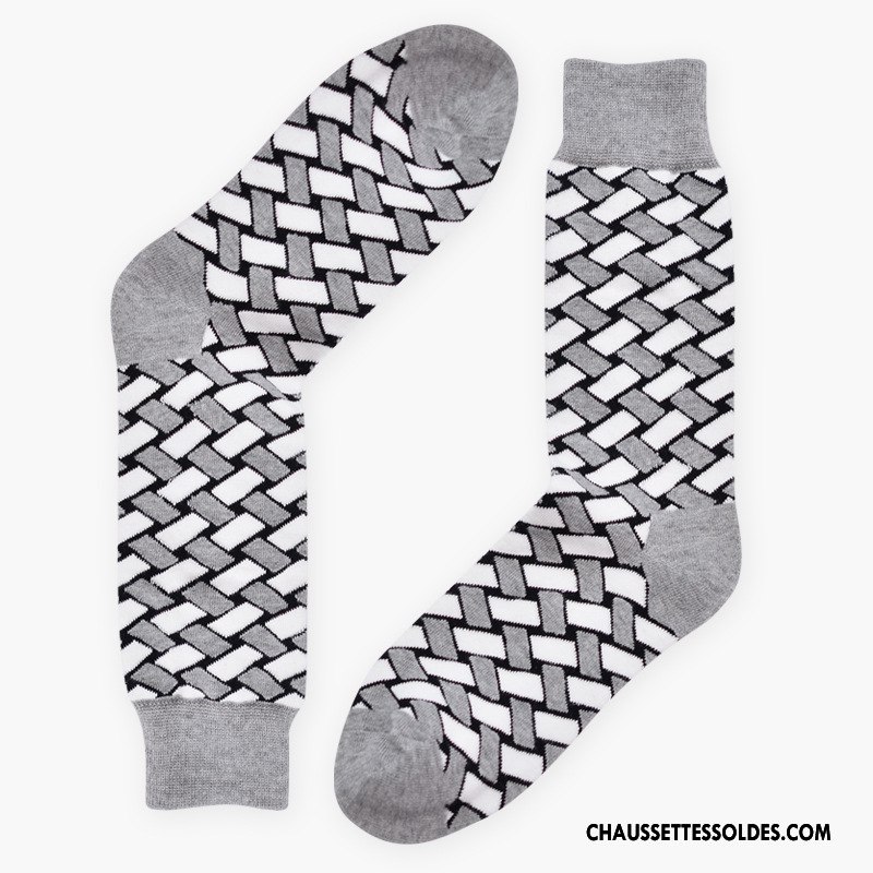 Chaussettes Mi Hautes Femme Long Stock Géométrie Milieu Le Nouveau Coton Bio Mouvement Couleur De Contraste Vert