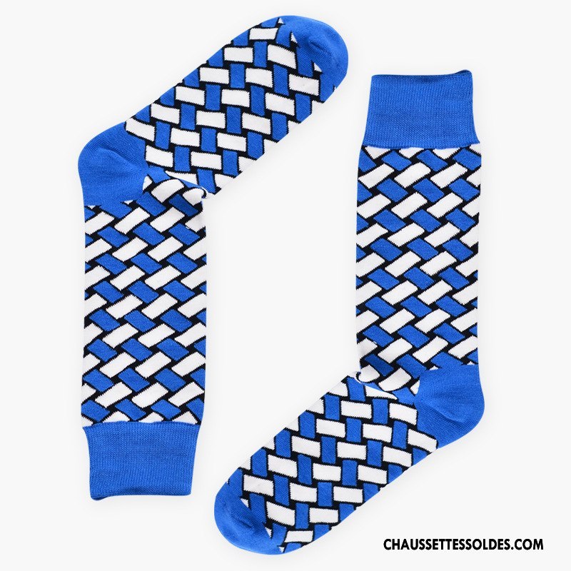Chaussettes Mi Hautes Femme Long Stock Géométrie Milieu Le Nouveau Coton Bio Mouvement Couleur De Contraste Vert