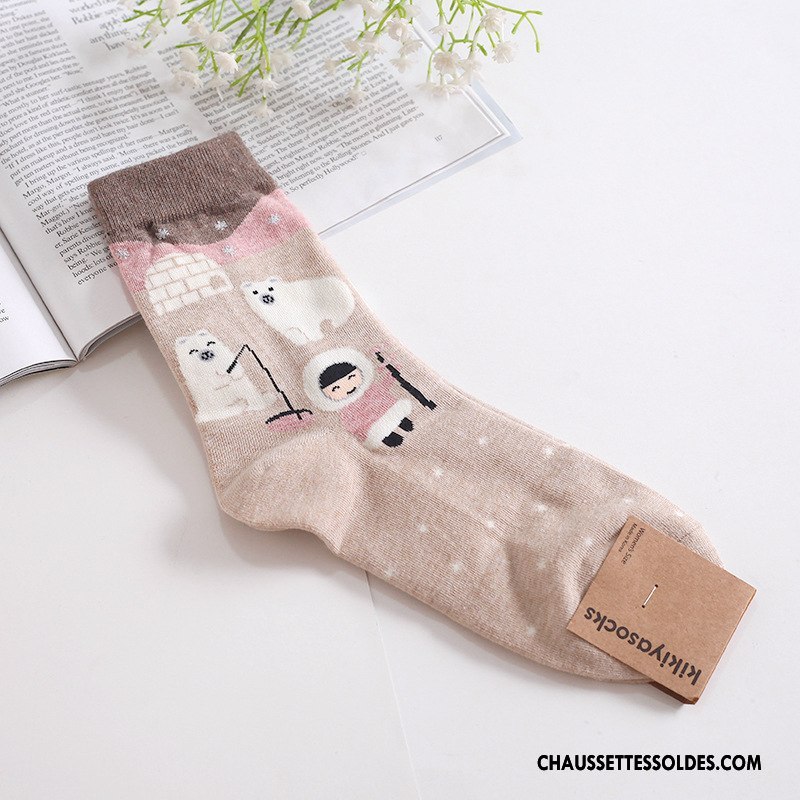 Chaussettes Mi Hautes Femme Long Stock Kaki Importer Coton Bio Hiver Casual
