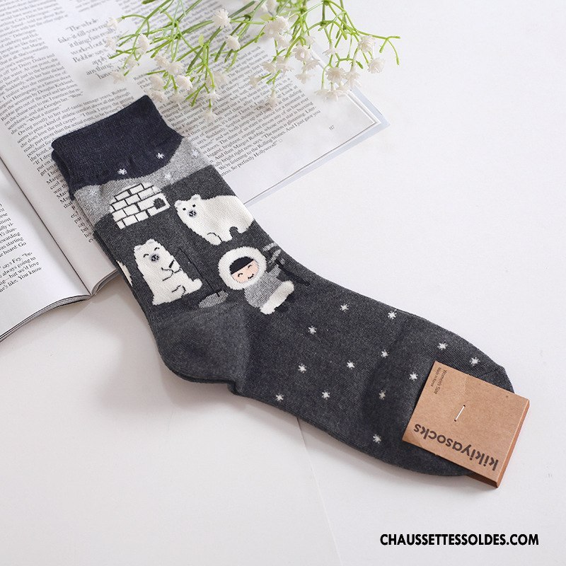Chaussettes Mi Hautes Femme Long Stock Kaki Importer Coton Bio Hiver Casual