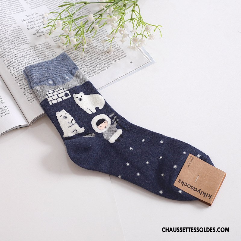 Chaussettes Mi Hautes Femme Long Stock Kaki Importer Coton Bio Hiver Casual
