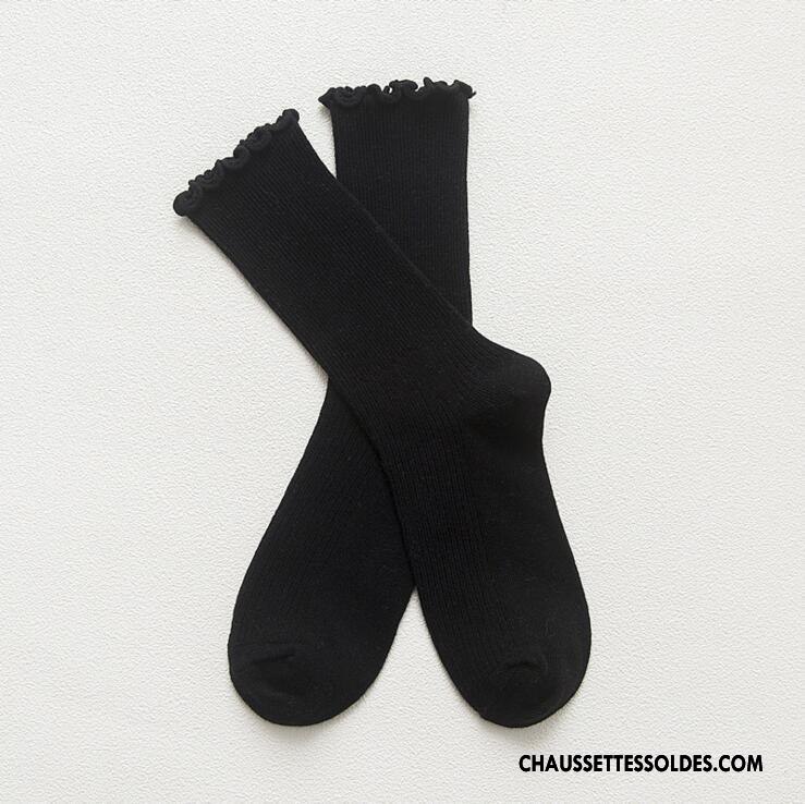 Chaussettes Mi Hautes Femme Longue Bois Dentelle Doux L'automne Rayé Couleurs De Bonbons Rose