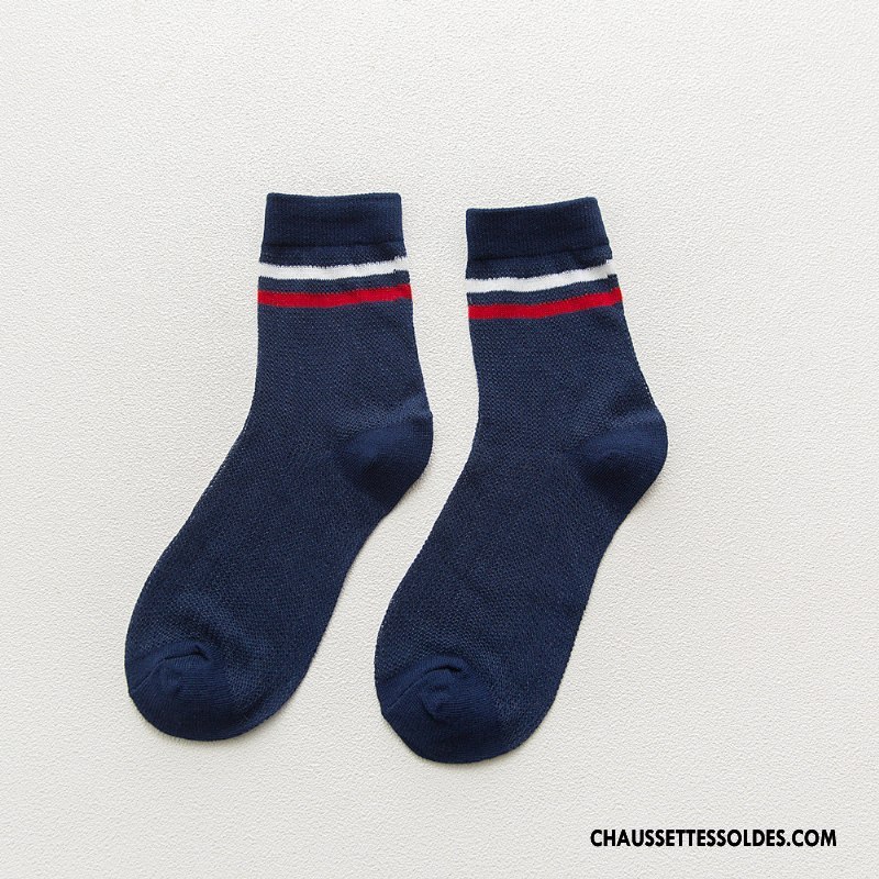 Chaussettes Mi Hautes Femme Légère Rayé Dame Élève Creux Guipure Réseau Blanc