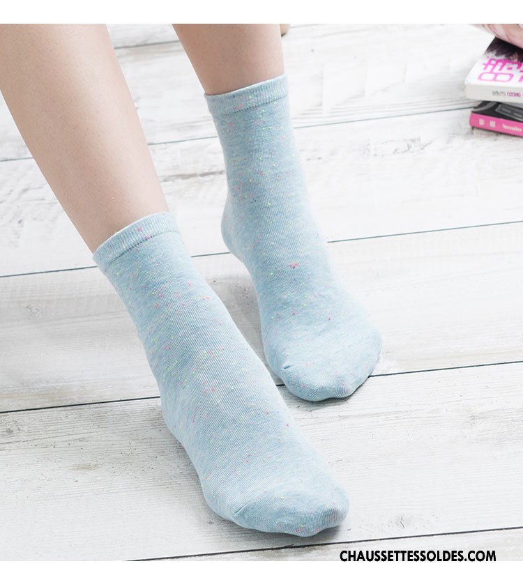 Chaussettes Mi Hautes Femme Légère Respirant Coton Bio Anti-odeur Absorber La Sueur Dame Gris