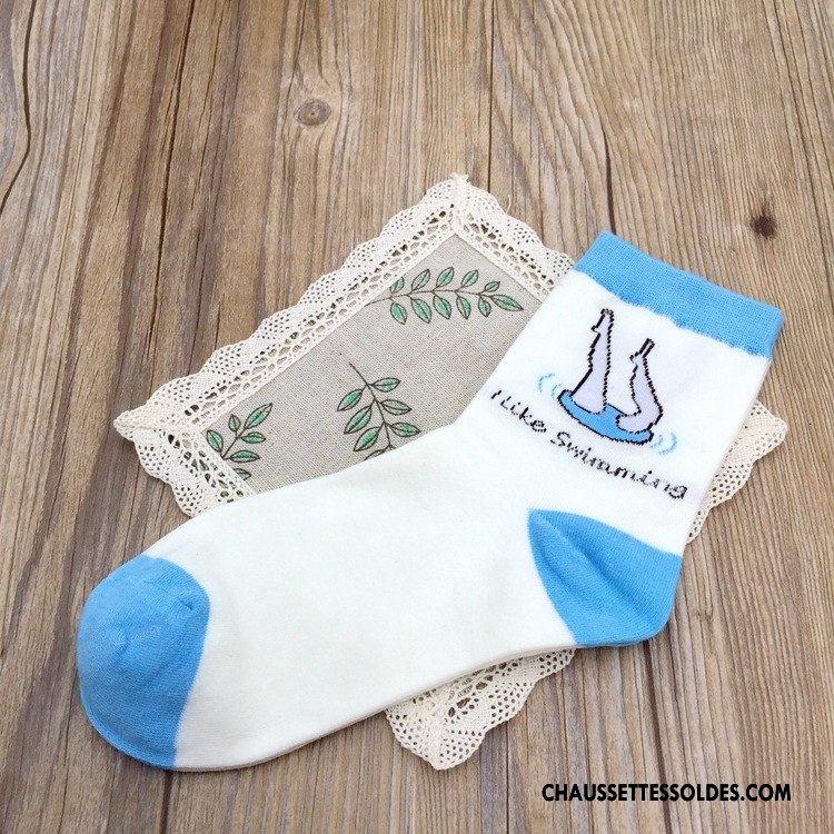 Chaussettes Mi Hautes Femme Maillot De Bain Fille Chaussettes En Coton Rétro Le Nouveau Dame Vert Foncé
