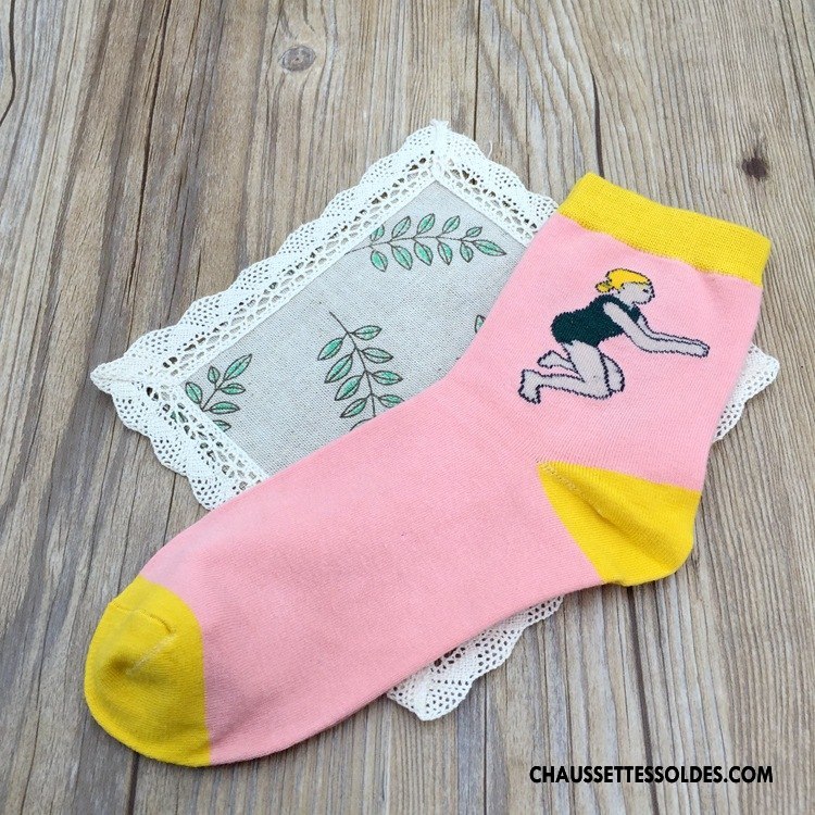 Chaussettes Mi Hautes Femme Maillot De Bain Fille Chaussettes En Coton Rétro Le Nouveau Dame Vert Foncé