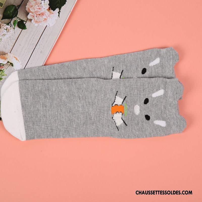 Chaussettes Mi Hautes Femme Manuel Absorber La Sueur Milieu Toutes Les Saisons Naturel Respirant Gris